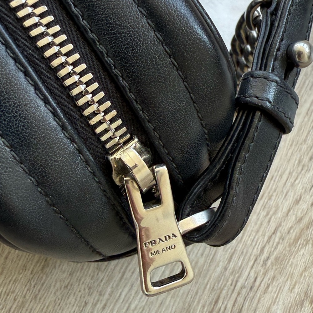Black Prada Diagramme Leather Chain Crossbody Bag - Picture 5 of 10
